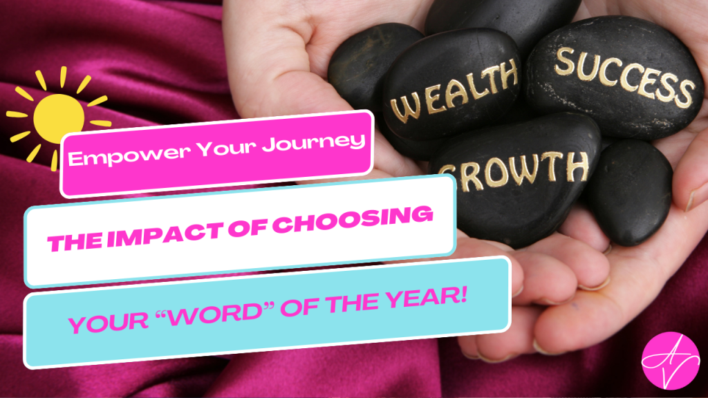 Photo of a person holding inspirational word stones for wealth, success, and growth.