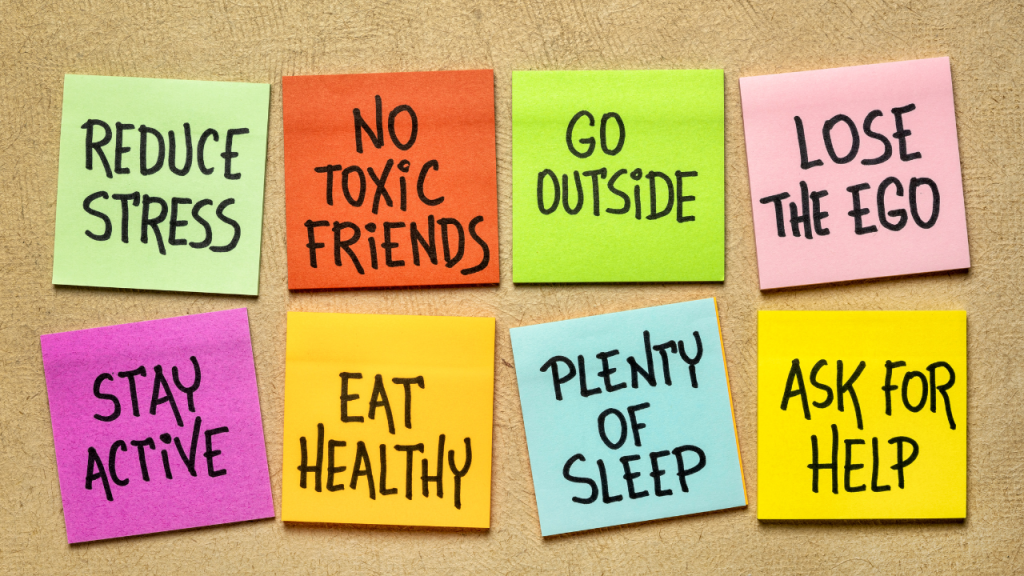 Image of post it notes of possible habits a person wants to change